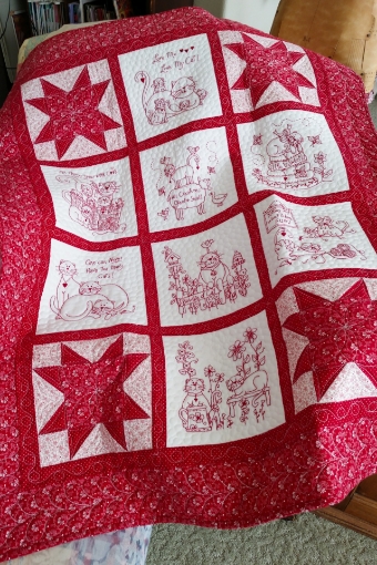 Picture of Love Me, Love My Cat Redwork Fabric Pack