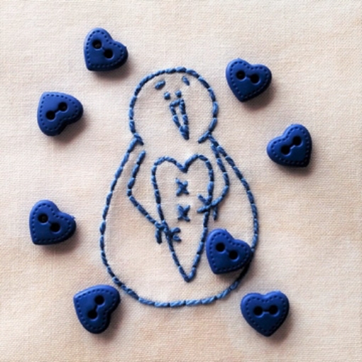 8 Blue Mini Heart Buttons
