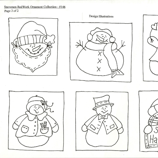 Picture of Snowmen Redwork Ornaments - BBD No-Trace