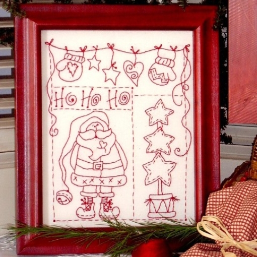 Picture of Ho Ho Ho Santa Redwork - Machine Embroidery Pattern - Shipped