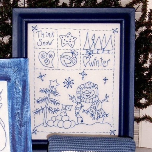 Picture of Winter Snowman BlueWork - Hand Embroidery Pattern - Shipped