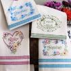 Picture of Love, Dream, Friendship Tea Towels - Hand Embroidery Pattern - Download