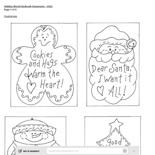 Picture of Holiday Words Redwork Ornaments - BBD No-Trace