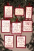 Picture of Holiday Words RedWork Ornaments - Hand Embroidery Pattern - Download