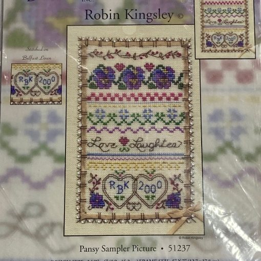 Picture of Pansy Sampler - Counted Cross Stitch - Kit