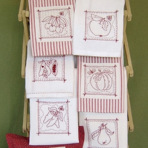 Picture of Fruit & Veggie Tea Towels - Hand Embroidery Pattern - Download