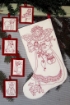 Angelic Friends RedWork Stocking - Hand Embroidery Pattern