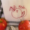 Picture of Fruit & Veggie Apple Tea Towel - Hand Embroidery Pattern - Download