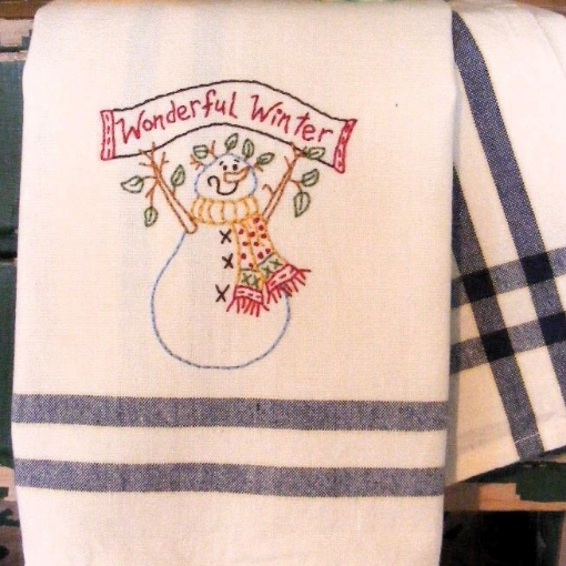 Picture of Wonderful Winter Tea Towel - Hand Embroidery Pattern - Download