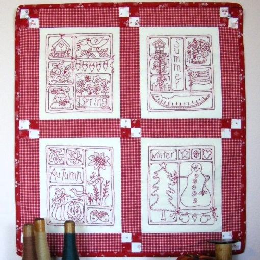 Picture of Seasonal Patchwork Samplers Quilt - Hand Embroidery Pattern - Download