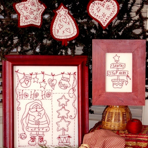 Picture of Ho Ho Ho Santa Redwork - Hand Embroidery Pattern - Shipped