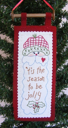 Picture of Bobbin Santa Ornament - Hand Embroidery Pattern - Shipped