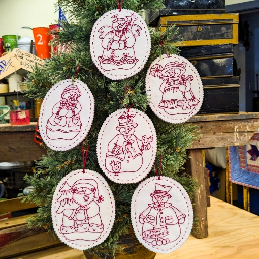 Picture of Snow Buddies Ornaments - Hand Embroidery Pattern - Download