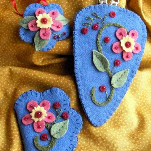 Picture of Coral Blossom Needlework Set - Wool Applique Pattern - Download