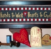Picture of Hands and Heart Wall Hanging & Mini Pillows - Wool Applique Pattern - Shipped