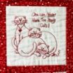 Love Me, Love My Cat RedWork Quilt - Hand Embroidery Pattern